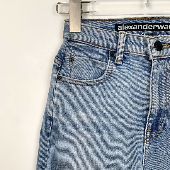 Alexander Wang Womens High-Waisted Straight-Leg Denim Jeans Light Wash - Picture 3 of 8